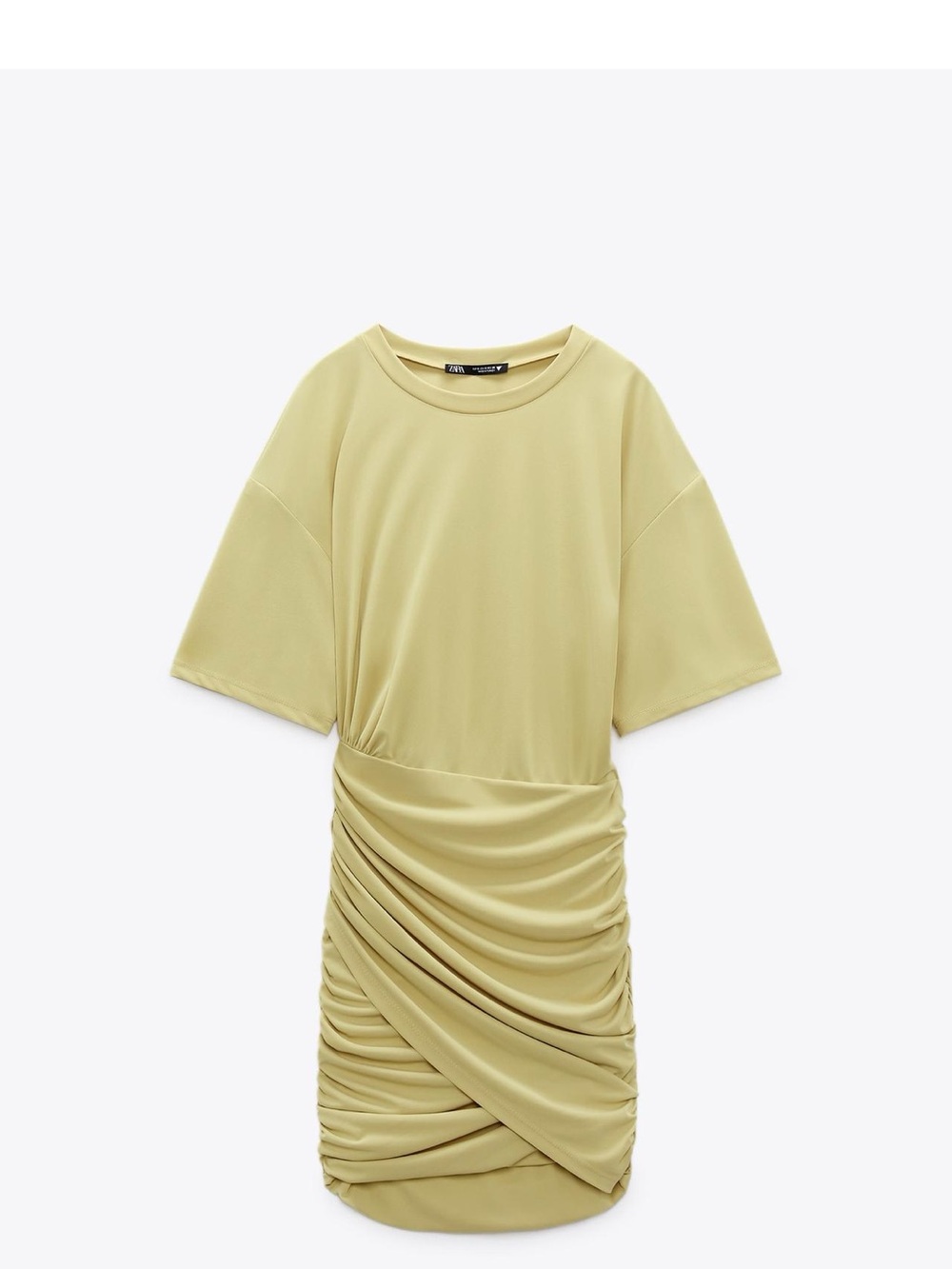 Zara Women's Ruched T-Shirt Dress in mustard